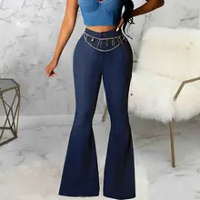 Женские джинсы больших размеров с расклешенным низом, винтажные синие обтягивающие сексуальные женские расклешенные брюки, джинсы с высокой талией, джинсовые расклешенные брюки, осенние и зимние
