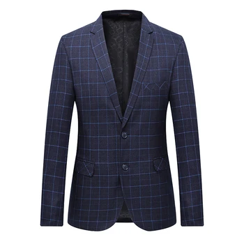 

High Quality Men Blazer Fashion Plus Size Casual Mens Plaid Blazer Jacket 2020 Spring Long Sleeve Business Suit Coats Men 7XL-L