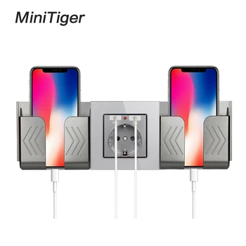 

Minitiger Grey Wall Socket Phone Holder Smartphone Accessories Stand Support For Mobile Phone One / Two Phone Holder