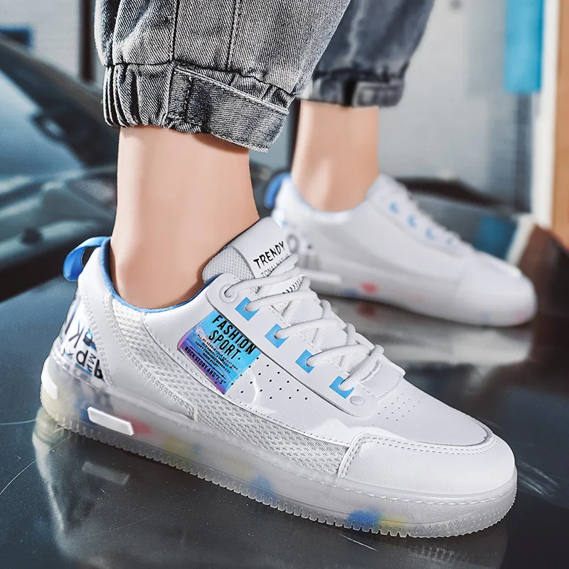 PROD 1005002904996563 New Men's Shoes Summer Breathable Net Red
Transparent Bottom Casual White Shoes Male Students High Street Sports
Shoes Men