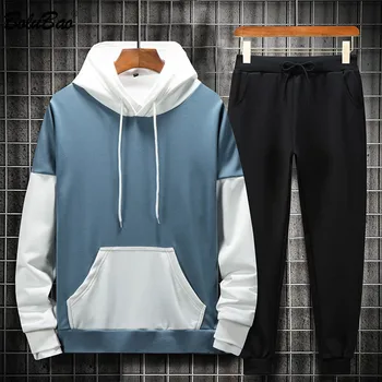 

BOLUBAO Brand Men Casual Sets New Color Matching Men's Hoodies + Pants Two-Piece Tracksuit Trendy Sportswear Set Male
