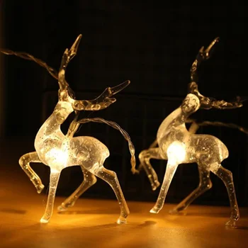 

Sika Deer LED String Light 10LED 20LED Battery Operated Reindeer Indoor Decoration for Home Holiday Festivals Outdoor Xmas Party