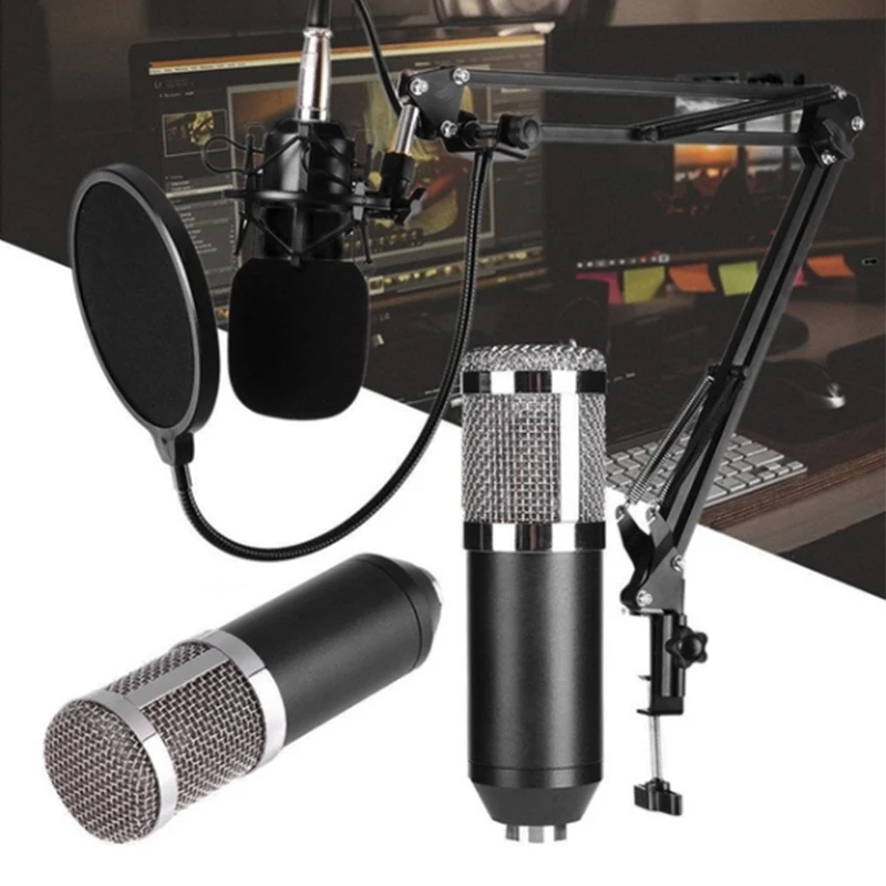 

Professional Dynamic Condenser Wired Microphone Mic Sound Studio for Karaoke Singing Recording KTV with Shock Mount