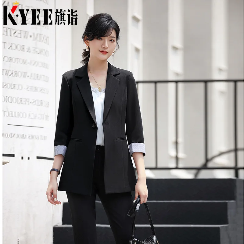 

New Style WOMEN'S Dress Autumn Clothing CHIC Coat Loose-Fit Slimming Casual Suit Korean-style Three-quarter-length Sleeve Mid-le