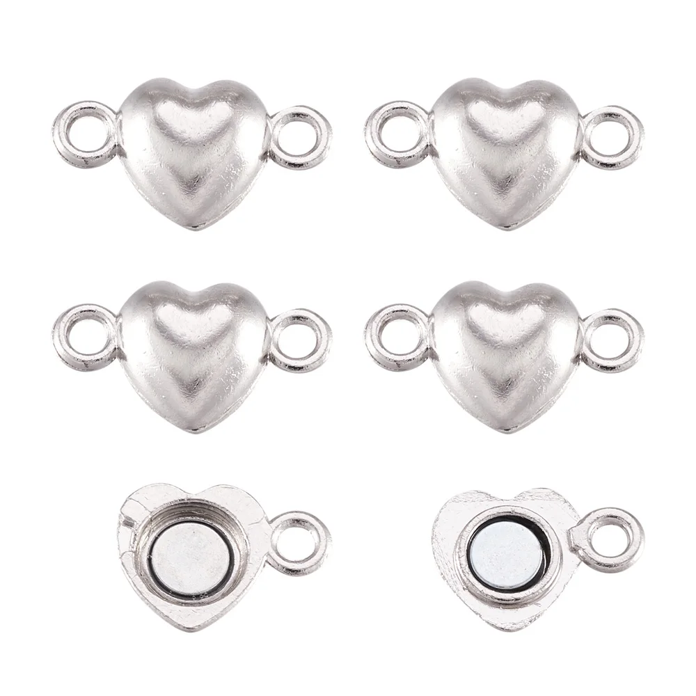 100 Sets Brass Magnetic Clasps Heart Metal Clasp 5 Colors Necklace Bracelet Connectors Nickel Free Jewelry Findings 17x10x6.5mm