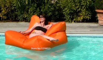 

Low price bulk sale sofa style lazy outdoor floating bean bag in orange, large size but light weight bean lounger