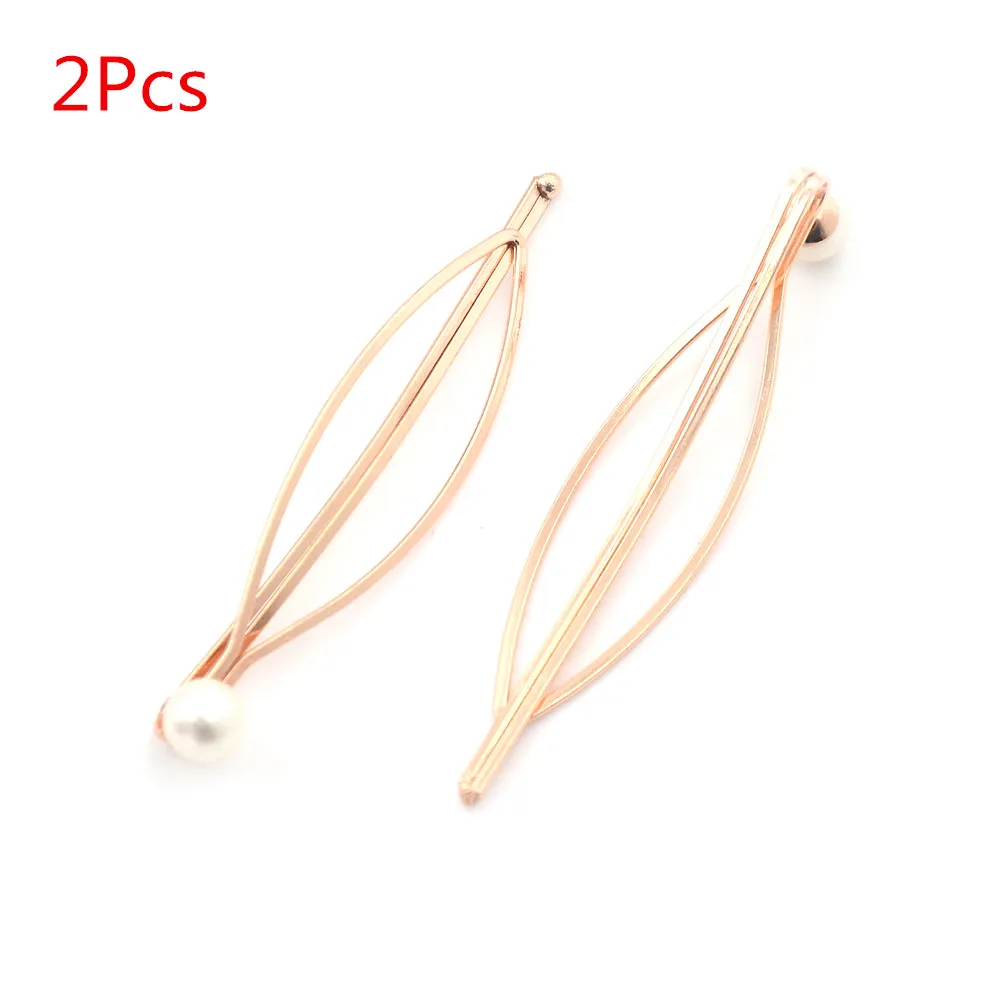 2Pcs Women Metal Pearl Hair Pin Creative Girl Barrette Clips Side Hairpin Hair Styling Tool