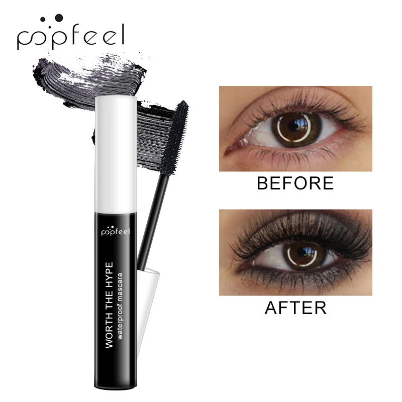 

POPFEEL Fiber Lengthening Thick Lashes Mascara Waterproof Eyelashes Long Lasting Natural Fine Brush Head Eye Makeup Cosmetic 24g