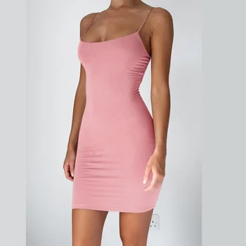 

ZOGAA 2020 Women Dress Camisole Solid Color Sleeveless Slim Fit Dress Sexy Dresses Party Night Club Dress Women Clothes Summer