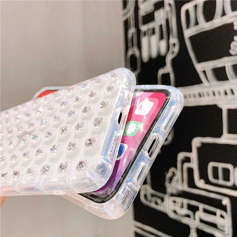 Прозрачные блестящие 3D чехлы для телефонов с бриллиантами iPhone X 11 pro Xs Max Xr 8 7 6 6s Plus