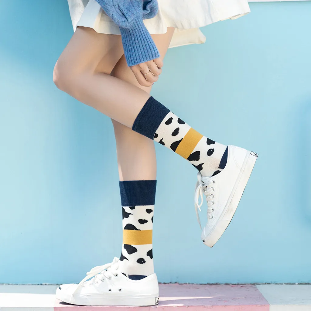 Креативные улочки черная белая корова текстура Зебра Женские носки хип хоп скейтборд движение Tideway унисекс счастливые забавные носки Sokken