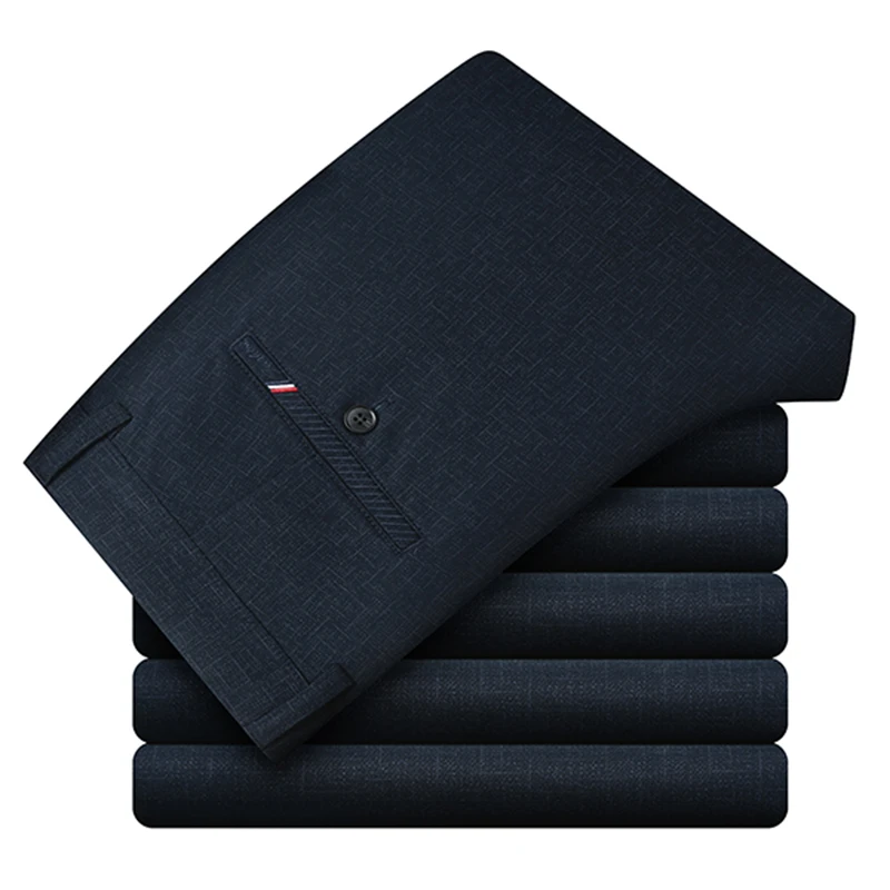 NIGRITY мужские брюки высокого качества хлопок для бизнес на каждый день брюки стрейч мужские брюки мужские длинные прямые 4 цвета плюс размер 42 - Цвет: CP2028-Dark blue