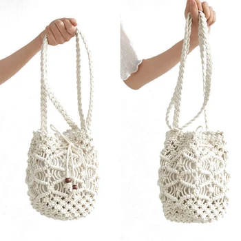 

Summer Totes Beach Handbag for Women Pastoral Design Woven Straw Handmade Vintage Ethnic Women's Handbag Shoulder Bags Boho