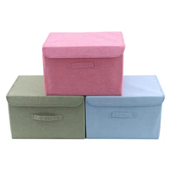 

Washable Cotton And Linen Large Home Folding Storage Box With Lid Toy Storage Bag Laundry Basket