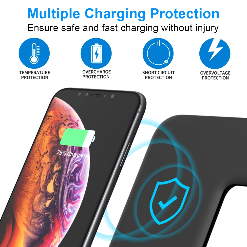 Беспроводное зарядное устройство Qi 15 Вт для iPhone X 8 Xiaomi huawei Quick Charge 3,0 быстрая зарядная док-станция для Apple Airpods iWatch 4 3 2 1