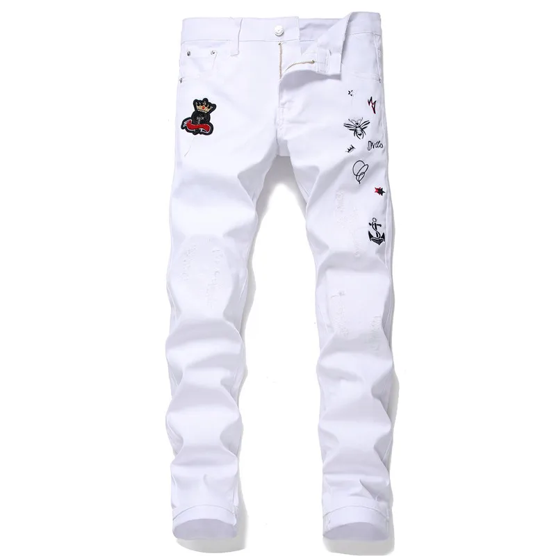 white sticker jeans
