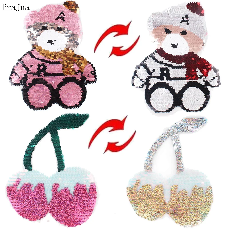 Prajna Fruit Sequin Stickers Unicorn Patch Reversible Glitter Embroidered Patches For Clothes Stripe Sew On Applique Badge | Дом и сад