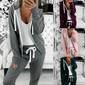 

Women's Hoodie Sweatshirt Zip Up Jacket Hooded Jumper Hoody Coat Top Plus Size