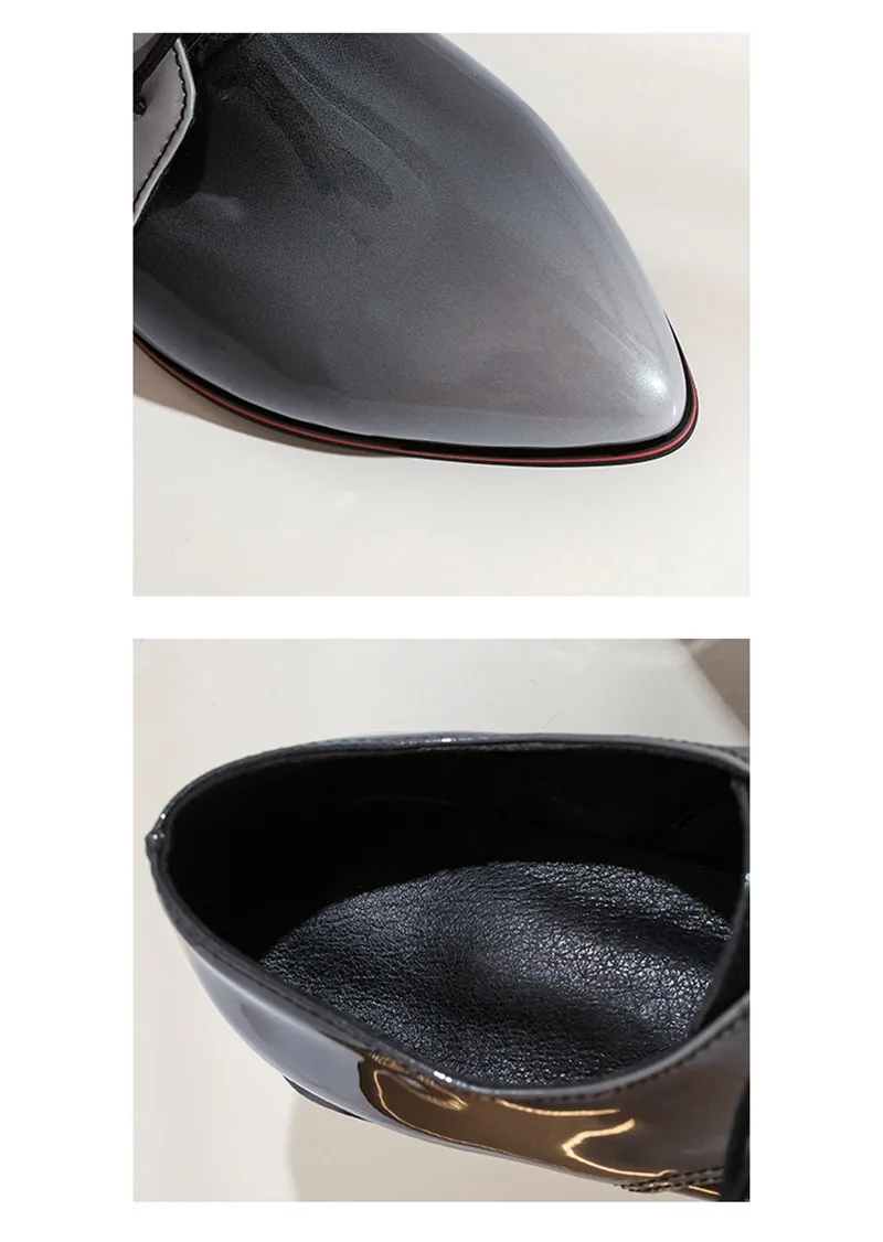 Large Size 33-50 Women Flats Sexy Gradient Patent Leather Low-Heeled Oxford Shoes For Woman 2020 Pointed Toe Lace-Up Lady Flats (32)