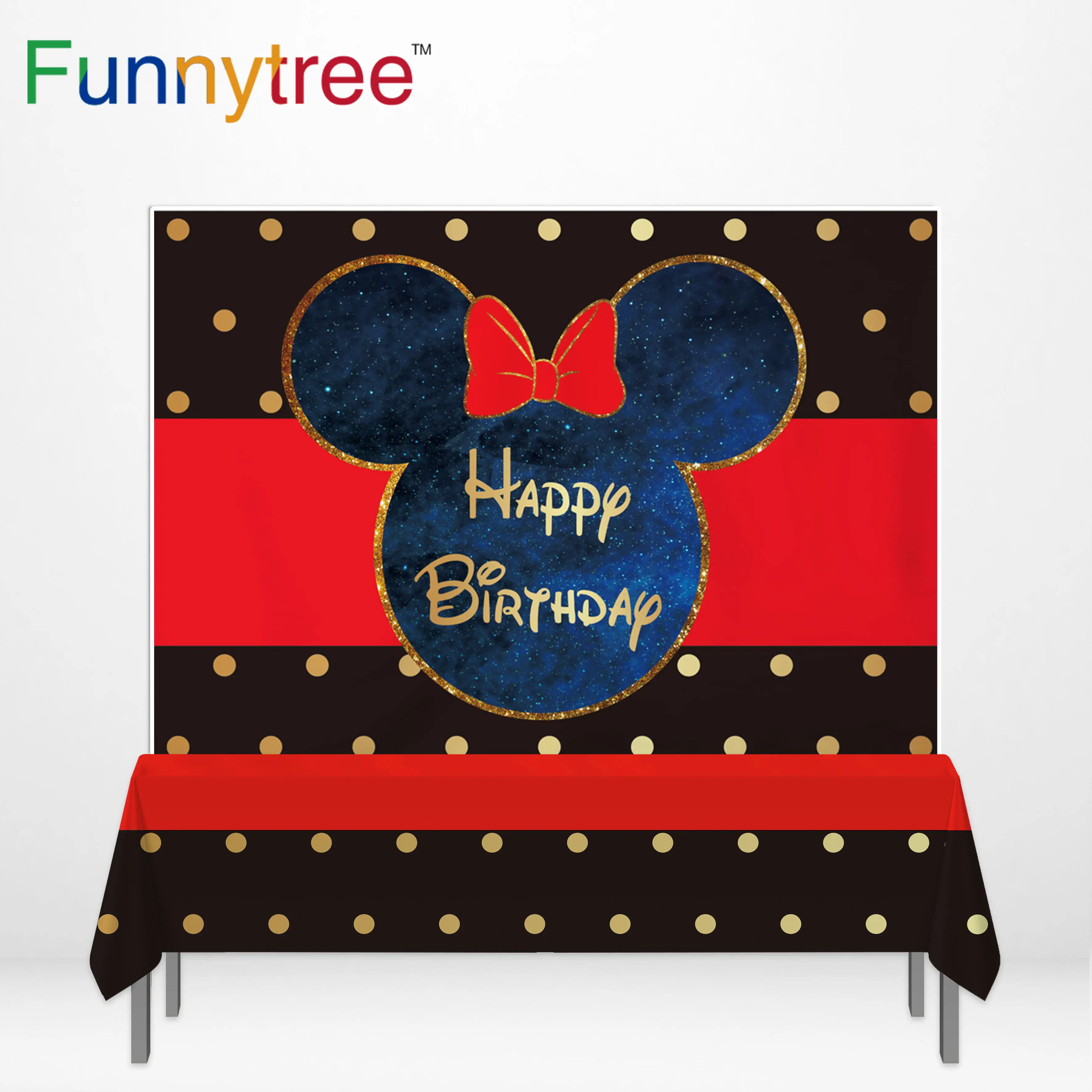 Funnytree День рождения баннер детский душ бант мышь Украшение мультфильм фото фон детская скатерть