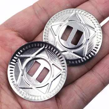 

10Pcs Shoes Bag Buckles Clasps DIY Accessory Silver Tone Round Five-ponit Star Pattern 3.9cm Dia.(1 4/8")