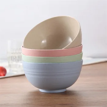 

1 PC Colorful Wheat Straw Rice Noodle Salad Bowl Plate Sauces Plate Snacks Dish Eco-friendly Kitchen Tableware