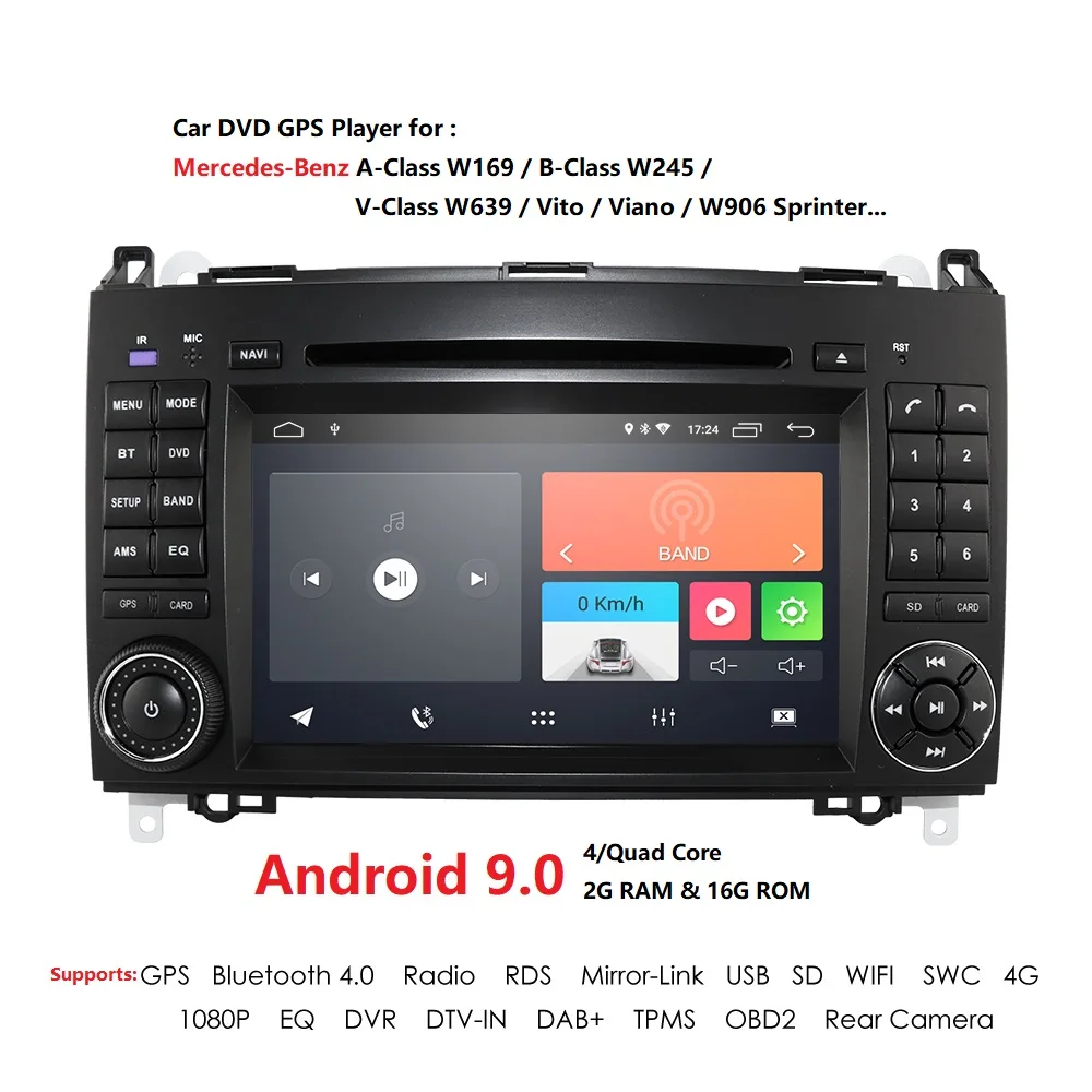 Android 9 2din автомобильное радио для машины DVD мультимедиа для Mercedes Benz B200 A B Class W169 W245 Viano Vito W639 Sprinter W906 wifi gps