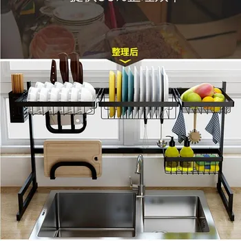 

2020New Metal Dish Drainer Sink Holder Strong Bearing Capacity Plate Rack Kitchen Dish Dryer Wall Hooks Kitchen Organizer Shelf