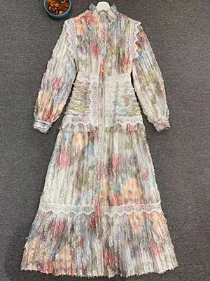 Svoryxiu Дизайнерские Вечерние платья на осень и зиму, элегантные женские платья макси с рукавами-фонариками, Очаровательное длинное платье с вышивкой - Цвет: Многоцветный