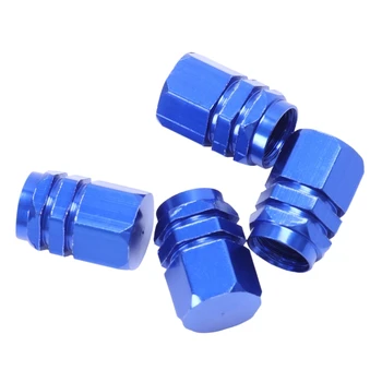 

4 pcs. Blue Metal Hexagon Car Auto Tire Tire Valve Cover