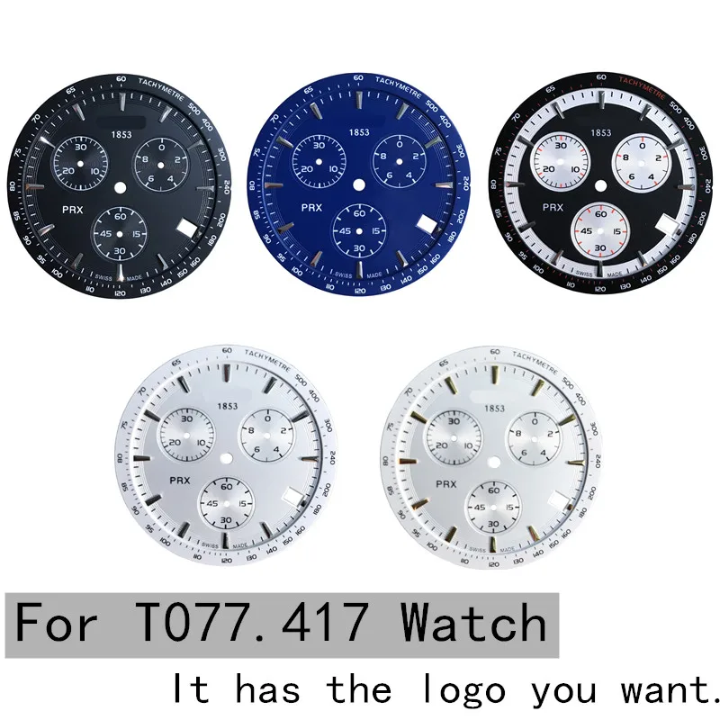 

36mm watch dial for T077417A men's quartz T077 watch text PRX watch accessories T077417 repair parts