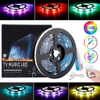 

LED Strip Lights Music Waterproof RGB TV Backlight Kit Tape Lights Color Changing Rope Lights with Remote for Home