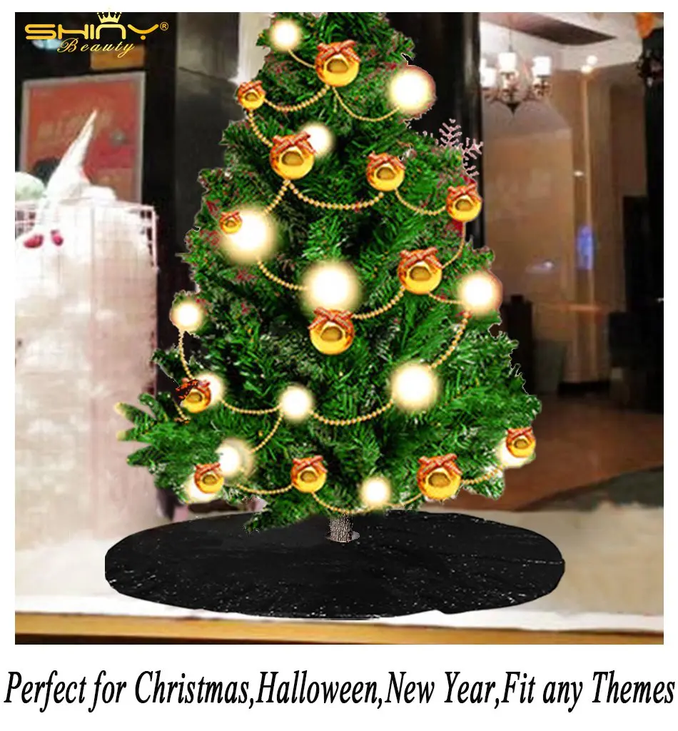 Черная юбка для рождественской елки, 36 дюймов, юбки для елки с блестками, Decoration-M1023 для хеллоуина и Рождества с блестящей елкой