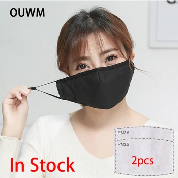 

-- In Stock -- Cotton PM2.5 Black Mouth Mask Anti Dust Mask Activated Carbon Filter Windproof Mouth-muffle Bacteria Proof Flu