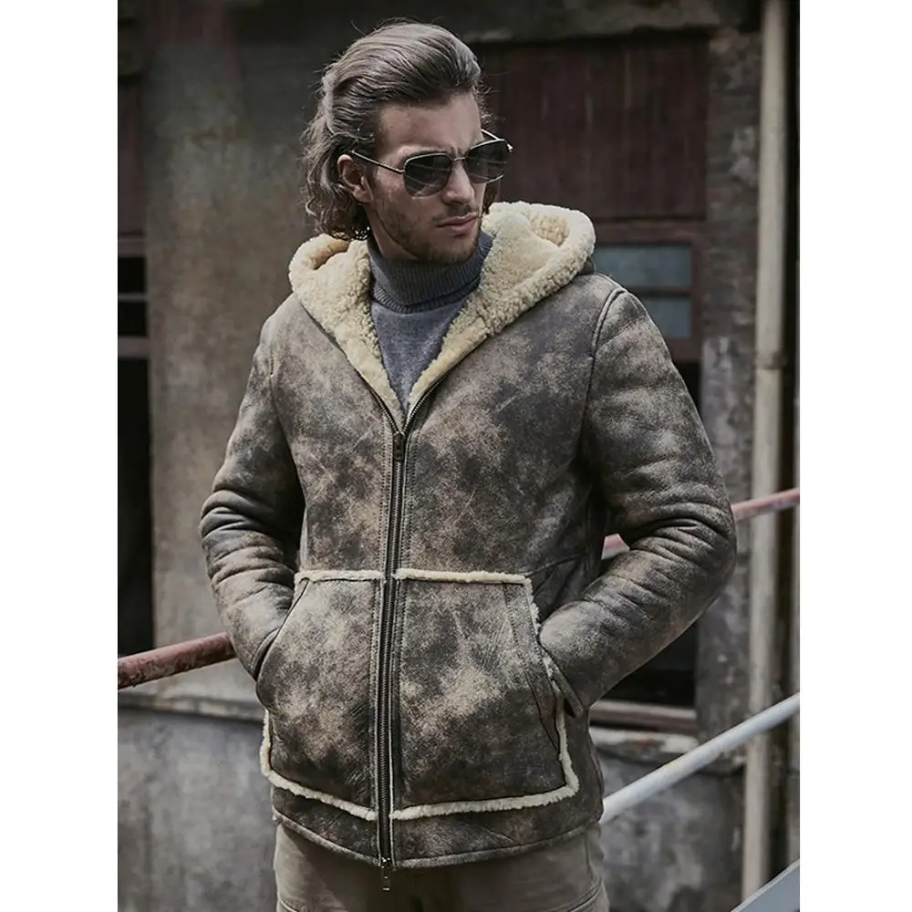 Mens Shearling Jacket Sheepskin Coat 