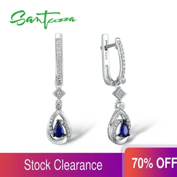 

SANTUZZA Silver Earrings For Women 925 Sterling Silver Dangle Earrings Long Silver 925 with Cubic Zirconia brincos Jewelry