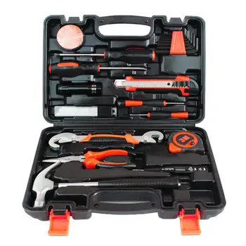 

25Pcs General Hand Tool Kit Multi-function Test pencil knife Life hammer/Tape Measure/Wire pliers/ Screwdrivers Carry Case