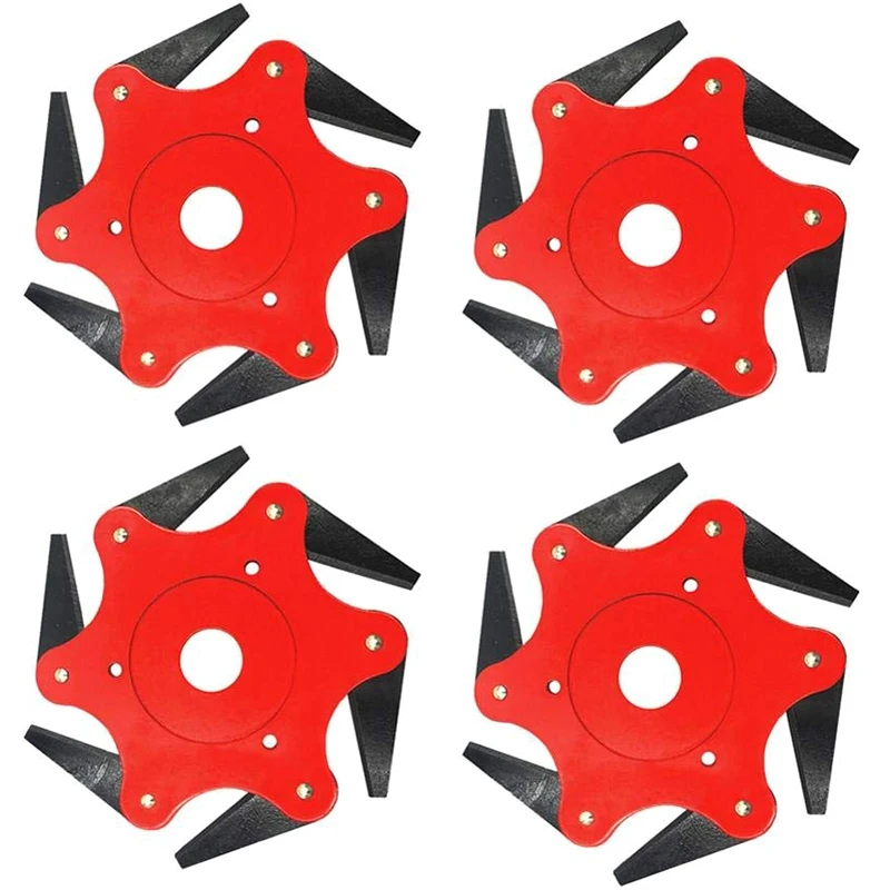 

4Pcs Manganese Steel Alloy Six-Cutter 65Mn Lawn Mower Trimmer Head, 6 Steel Blades Razors Garden Lawn Mower Cutter Brush Cutter