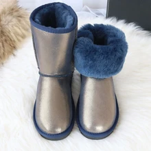 G& Zaco/роскошные ботинки из натуральной овечьей кожи в австралийском стиле женские шерстяные зимние ботинки обувь на овечьем меху зимние классические ботинки до середины икры на плоской подошве