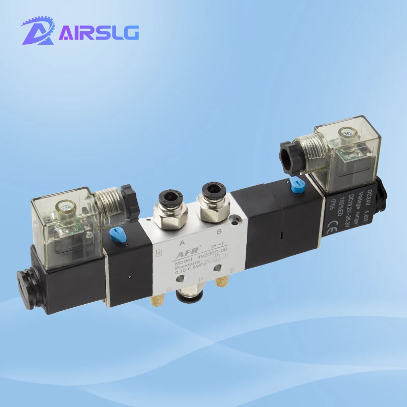

4V130C 4V130C-06 4V230C-08 4V330C-10 4V430C-15 valves with Muffler connector 4mm/6mm/8mm/10mm/12mm 5/2 5/3 way solenoid valve