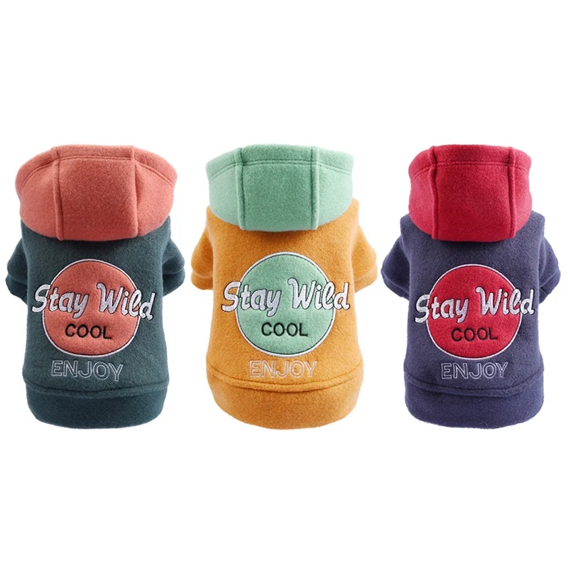 

Pet Autumn And Winter Embroidered Hooded Coat Dog Cold-weather Button Warm Jacket