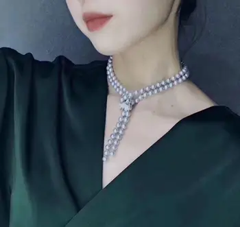 

Fine Jewelry Natural Fresh Water Pearls 7-8mm Gray Peals Necklaces for Women Fine Pearls Necklaces