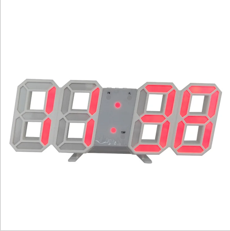 Горячее предложение! Распродажа! 3D светодиодный настенные часы Современные цифровые настенные настольные часы будильник ночник Saat настенные часы для дома гостиной - Цвет: W Red