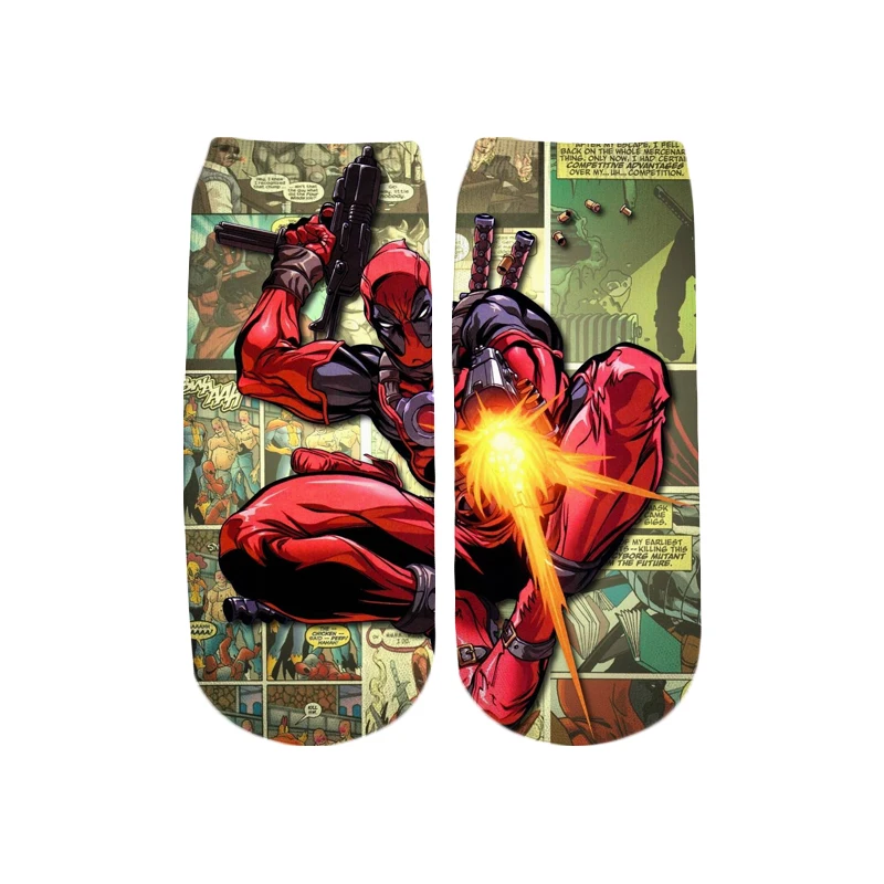 PLstar Cosmos новые 3D печатные Marvel супергерой смешной Дэдпул хлопковые короткие носки для женщин женские harajuku корейский носок - Цвет: color as the picture
