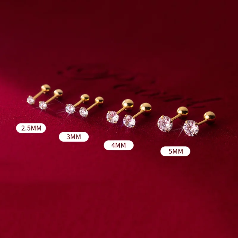 WANTME 925 Sterling Silber Luxus Runde Zirkon Einfache Perle Stud Ohrringe für Frauen Mode Körper Piercing Schmuck Zubehör