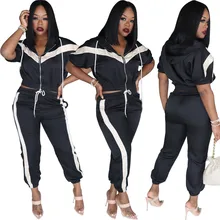 Женские спортивные костюмы пэчворк с длинным рукавом с капюшоном Толстовка Пальто Длинные брюки спортивный костюм куртка брюки# D