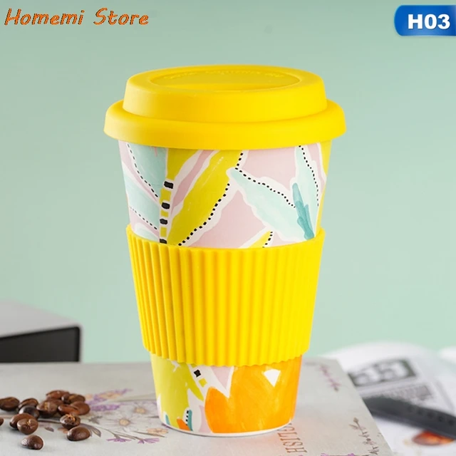 500ML Water Cup Eco Friendly Bamboo Reusable Travel Cup Outdoor Portable Mug Tea Coffee Cup Water Juice Mug With Lid For Gift H03