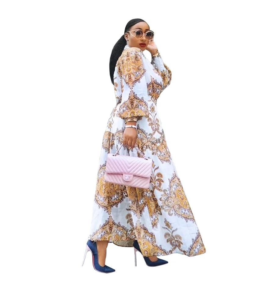 Горячая Распродажа Новая мода Дизайн традиционная африканская одежда принт Дашики хороший шею африканские платья для женщин мусульманская Мода