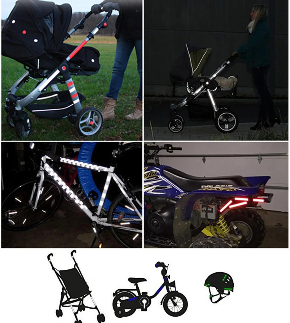 Bike Reflective Stickers Motorcycle Scooter Bicycle Night Warning Reflector Film MTB Road Bike Safety Cycling Decal Tape BC0309 (6)