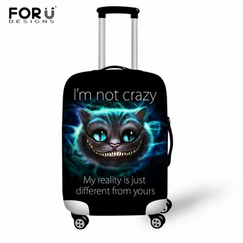 

FORUDESIGNS Cheshire Cat Print Cover Case for Suitcase Unique We Are All Mad Here Elasticity Trolley Case Protective Cover